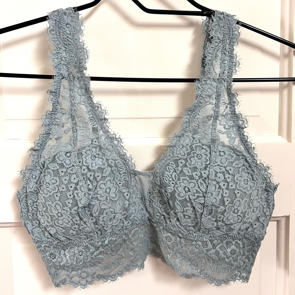aerie Lace Bralette in Dusty Blue